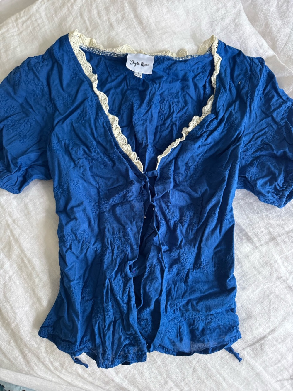 Style & Co. Royal Blue Lace-Trim Blouse